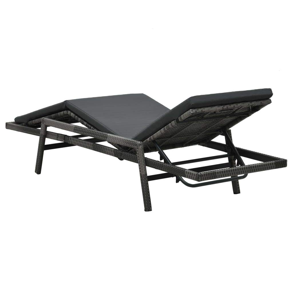 Tomostar Bain de Soleil, Chaise Longue Jardin Extérieur Transat pour Piscine avec Coussin Résine tressée Gris