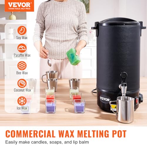 VEVOR Wax Melter for Candle Making, 10 L Extra Large Electric Wax Melting Pot, with Easy Pour Spout and 9-Level Temp Control, Easy Clean for Candle Soap Cream Beauty Bulk Production Business or Home - Image 3