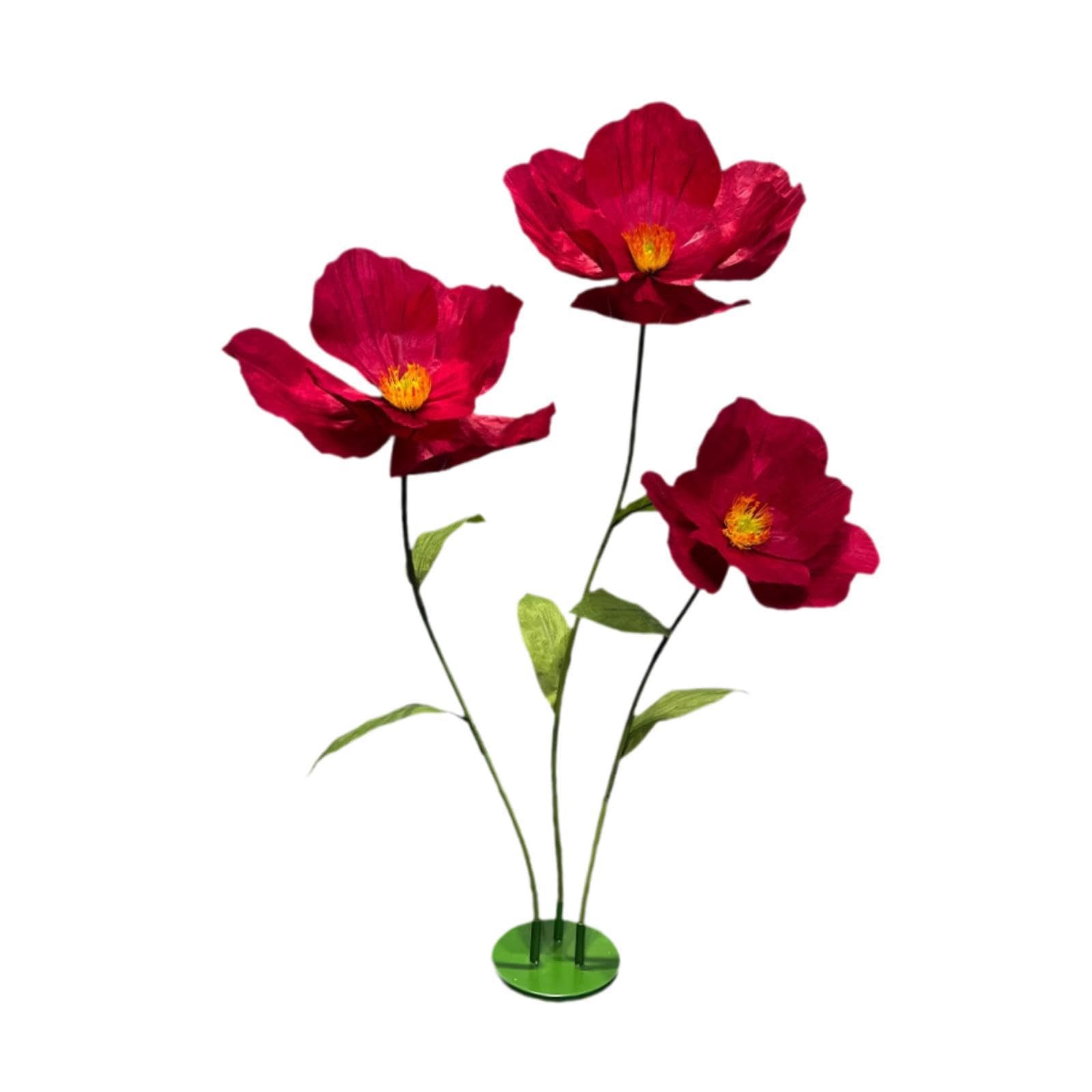 TISHITA Riesenblume Als Schaufensterdekoration Bühnenblume Fotorequisite Standblume Aus Faserpapier Und Eisen mit Stiel für Events Fotostudios Und Heimdekora, Weinrot
