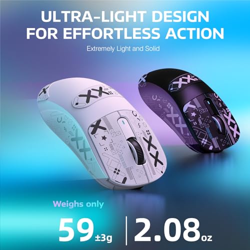 Image of ATTACK SHARK X3 PRO 4K /8K Lightweight Wireless Gaming Mouse with Tri-Mode(Wired /2.4GHz /BT),PAW3395 Optical Sensor,26K DPI,Kailh GM8.0 Switch,Long Battery,7 Buttons for PC /Laptop /Win /Mac(White+Sticker)