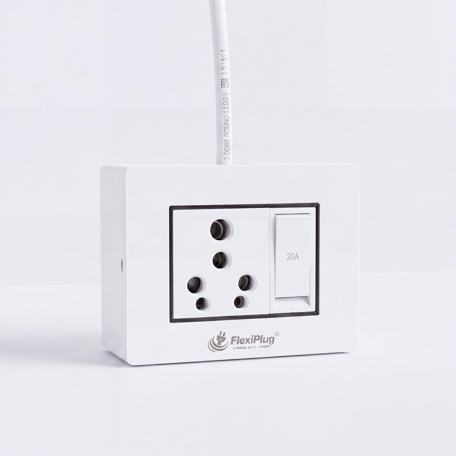 Electric Extension Board - Single 16A with Switch and Heavy Duty 5 Meter Wire (White) (16/16 2m)-image-48