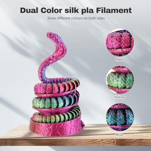 Image of Silk PLA Filament 1.75mm Red Yellow Blue Triple Color PLA 3D Printer Filament 3 in 1 Coextrusion 1KG Spool(2.2lbs) 3D Printing Filament Dimensional Accuracy + /- 0.03mm