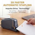 Bostitch Impulse Electric Stapler for Office, Classroom & Home, 30 Sheet Capacity, Fast No-Jam Automatic Stapling, Refill Alert & FastLoad System, Durable Design, Black, 1 Pack
