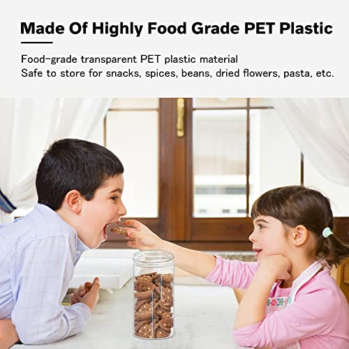 Plastic Jar With Lids 16Oz Clear Empty Containers 16Pcs Straight Cylinders Storage Jars With Airtight Black Lid Stackable Refillable Round Plastic Jars For Kitchen Food & Home Storage #TOP3