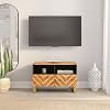 ZEYUAN TV Cabinet Brown and Black 70x33.5x46 cm Solid Wood Mango,Tv Stand Cabinet,Tv Units For Living Room,Electric Fireplace Tv Stand