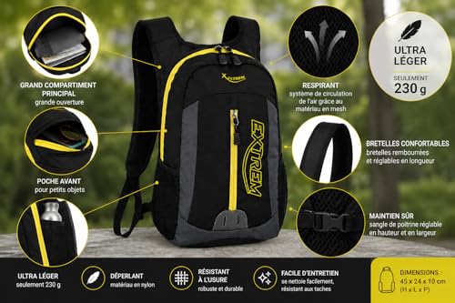 Daypack léger pour cycliste et marcheur avec sangle de poitrine ajustable