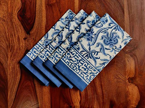 Atosii NAPKINS01 Midnight Bloom Blue 100% Cotton Cloth Napkins thumb #5