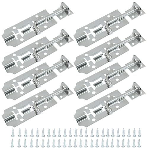 Aracombie 4 juegos de pestillo de barril resistente, cerradura de cerrojo de 7,6 cm, pestillo deslizante plateado, pestillo deslizante con 52 tornillos para puerta