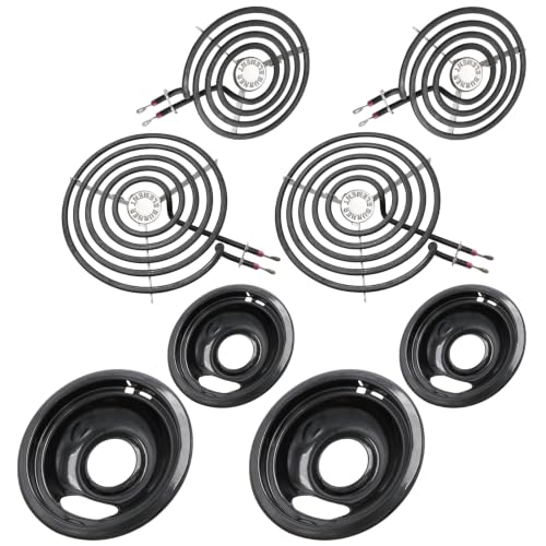 COZZIVITA MP22YA Electric Stove Burner Element Replacement Set & W10290350 W10290353 4 Pack Black Drip Pans - Perfectly Fit Whirlpool Electric Range Stove Top