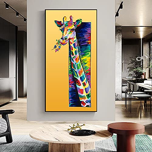 Peintures graffiti animal girafe colorée sur toile d'art premium de 30x60 cm