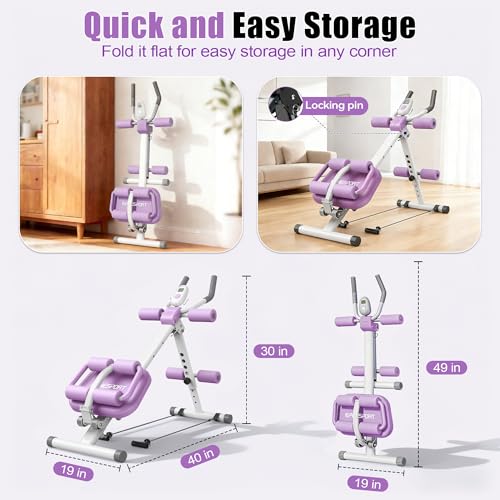 Image of EPHESPORT Multifunctional Ab Machine, Crunch & Sit-Up Core Trainer, Adjustable Ab Trainer with Knee & Back Support, Foldable, Full Body Workout Equipment for Home Gym