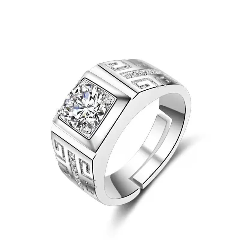 Rings for Men Mens gents Boyfriend Friends silver rings for men ring for boys American diamond AD CZ stone Stylish thumb Adjustable Platinum silver ring set finger ring combo Valentine gifts 323-image-45