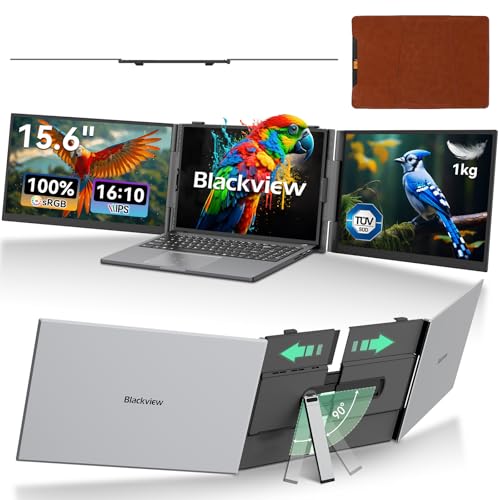 Blackview DCM8 15,6" Laptop Bildschirm Erweiterung, 100% sRGB 1200P FHD, Niedriges Blaulicht Laptop Erweiterung 2 Monitore Arbeit mit 14" -17,3" Laptops Kompatibel mit Windows/Mac/Android/ PS5(1Kg)
