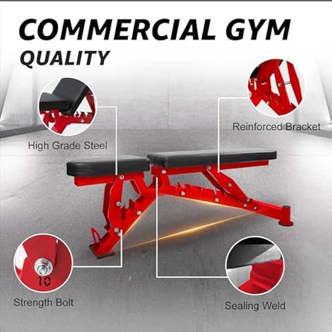 Adjustable Weight Bench, 1300LBS Weight Capacity Heavy-Duty Strength Training Bench, 8 Backrest & 3 Sitting Positions, Flat/Incline/Decline/Upright for Full Body Workout for Home Gym Dumbbell Exercise