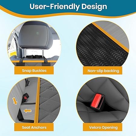 Image of Dog car seat Cover (Yellow, Mesh Window Hatchback Car seat Cover)