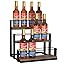 Support Rangement Sirop Café 2 Niveaux - 8 Bouteilles - En Métal Blanc Avec Panier Amovible