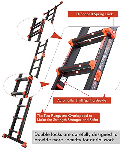 Image of LANBITOU Ladder A Frame Extension 17Ft Multi Position for Home 330lbs