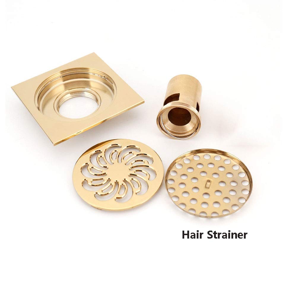 Desagüe de Ducha Cuadrado de 4 Pulgadas con Tapa extraíble, desagüe de baño de latón con Filtro para Cocina, baño, Garaje y sótano.