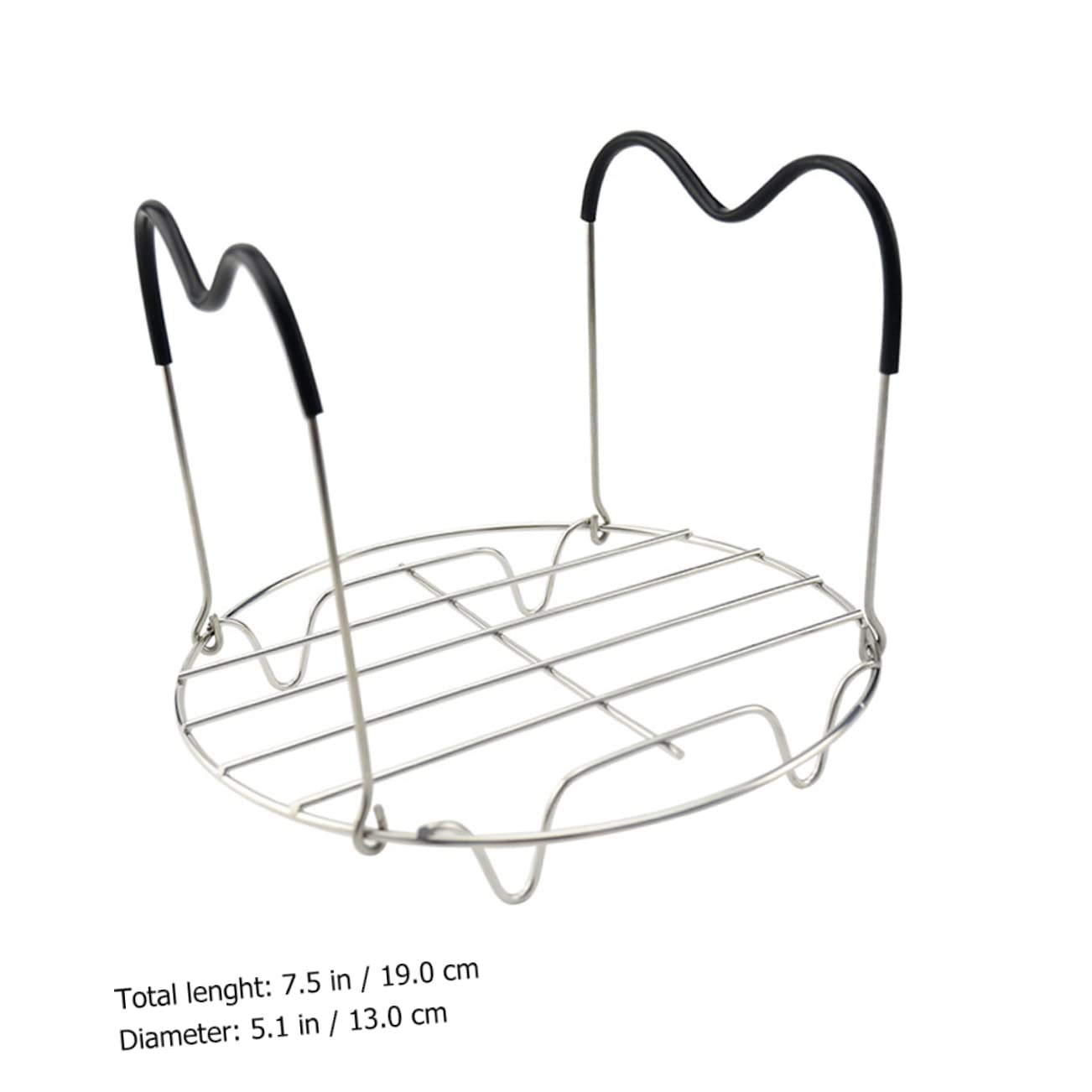 FONDOTIN 1pc Stainless Steel Steaming Rack for Kitchen Use Food Stand with Silicone Handle Compatible with Pressure Cookers and Iron Pots Easy to Clean and Stable Design