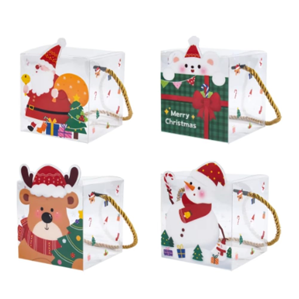 CTRLZS 20PCS Christmas PVC Square Clear Candy Gift Box Gifts Packaging Box New Year Merry Christmas Decor Navidad Supplies