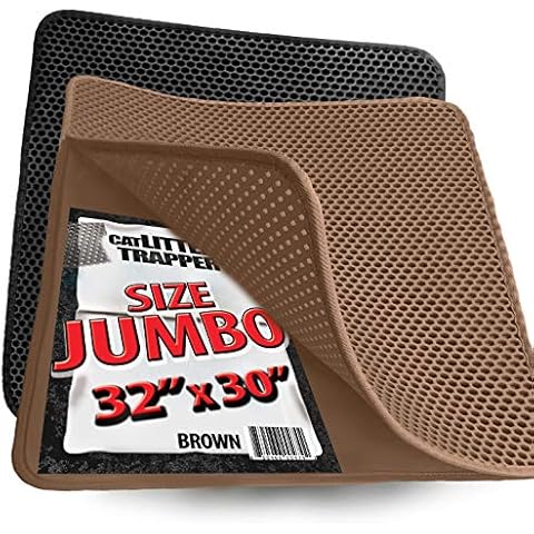 iPrimioJUMBO SIZE Cat Litter Trapper - EZ Clean (Brown/Tan) - 32 inches by 30 inches / Super BIG. Exclusive Water Proof Layer and Puppy Pad Option. Patent Pending. Cover