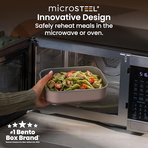 Image of Bentgo MicroSteel Leak-Proof Bento Lunch Box, Microwave & Oven-Safe