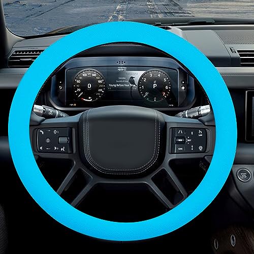 Universal Car Silicone Steering Wheel Cover Snake Pattern Auto Accessory (Baby Blue)