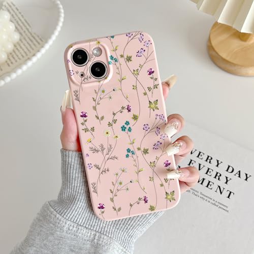Image of RALEAVO Floral Case for iPhone 14 Plus, Flower Branch Pattern Design Cute Cover Case for Girls Women Slim Thin Soft Silicone Shockproof Anti-Slip Phone Case for iPhone 14 Plus (6.7 inch),Pink | for iPhone 14 Plus Case with Cute Flower Branch Pattern Design,Pretty Case for Girls Women,Soft Silicone Shockproof Cover