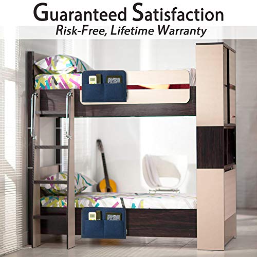 Lib Bedside Caddy, Original Design | Large Size 9.5" x 13.5" | Laptop Holder | 100% Handmade | College Room, Kids Bunk Bed, Hospital Bed | Night Hanging Storage Organizer (Dark Blue)