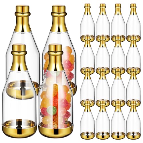 DIYEAH Scatole di Bomboniere per Matrimoni a Forma di Bottiglia Spumante Confezione da 20 Pezzi Contenitori per Dolcetti Dorati per Feste e Celebrazioni Scatole Regalo Portatili per