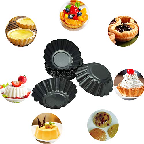 Proshopping 12 Packs Egg Tart Pan, Non-stick Carbon Steel Egg Tart Molds,Tartlet Tins,Mini Pie Mould, Muffin Cupcake Pudding Baking Cup Maker - for Pies, Chinese Egg Tart, Cakes (Biger Size 3"x 0.9")