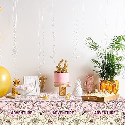 Image of 3 PCS Adventure World Awaits Party Decorations for Graduation Exploring Travel Tablecloths Plastic Disposable Bon Voyage Party Table Covers for Retirement Birthday Adventure Party Supplies Favors
