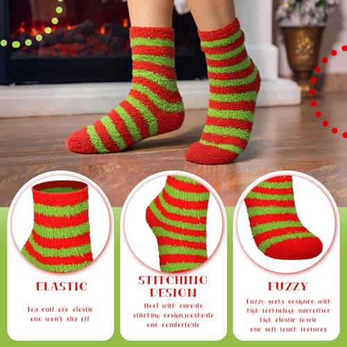 Image of Hoolerry 30 Pairs Christmas Fuzzy Socks in Bulk for Women Adult Men Gifts Fluffy Holiday Winter Socks Unisex Warm Crew Gifts