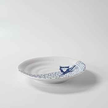 Amazon | 美濃焼 猫 SHICHITA シチタ ソメネコ 13cm皿 氷裂紋