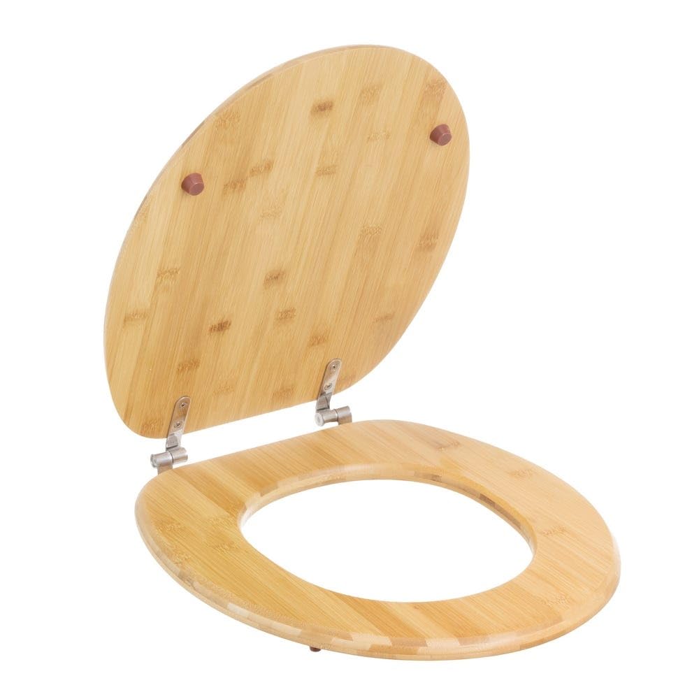 Tapa para WC universal original de madera bambú natural con bisagras de acero inoxidable 34x41 cm