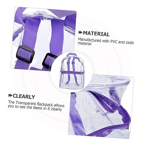 Clear PVC Transparent Backpack for Adults and Lightweight and Durable Shoulder Bag Stylish for and Daily Use Portable Purple3