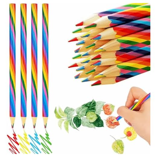 QHFlashbuy Lápices de Colores,24 Pcs 4 en 1 Lápices de Colores Lápiz de Dibujo,Multicolor Lápices de Arcoiris de Madera para Arte Dibujo,Colorear y Bosquejar