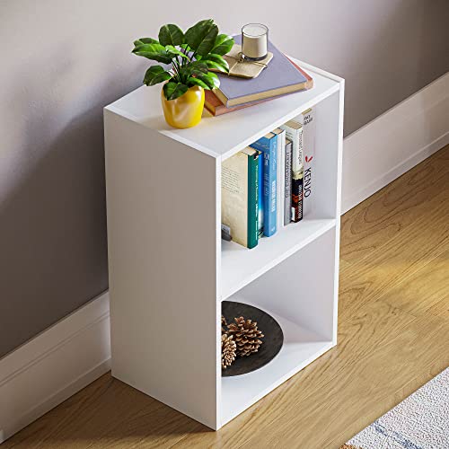Vida Designs Oxford Bücherregal mit 2 Ebenen, würfelförmig, weiß, Holz-Regaleinheit für Büro, Wohnzimmermöbel