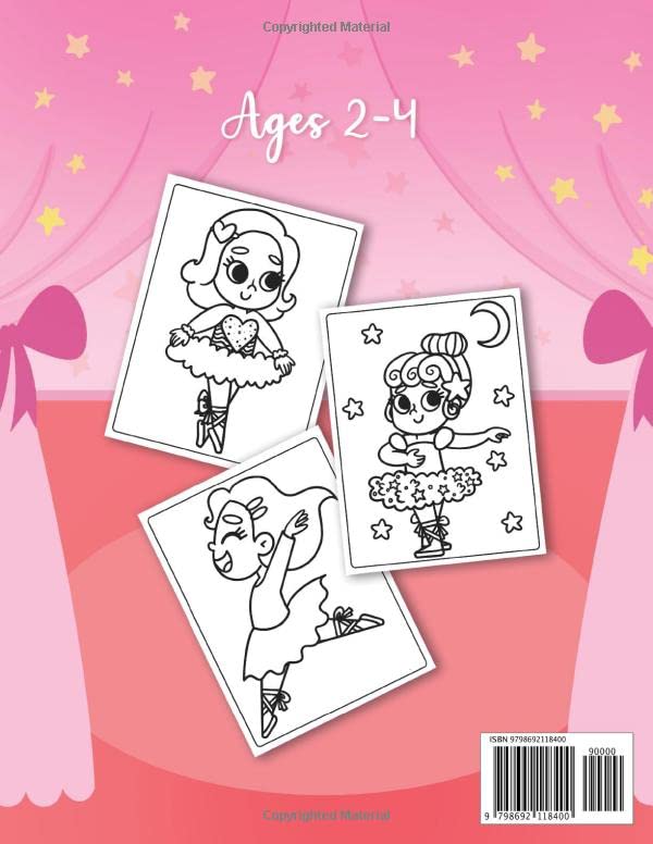 Vista 2 de Cute Ballerina Coloring Book For Toddlers 30 Big, Simple and Fun Designs For Little Aspiring Ballet Dancers Kids Ages 2-4