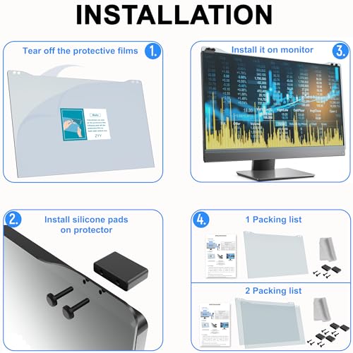 Image of ZYY 30-32 Inch Anti Blue Light Screen Protector for Monitor, Eye Strain | 30, 31.5, 32 Inch Desktop PC UV Filter (W 28 1 /4 x H 16 9 /16), Computer Screen Blue Light Blocker