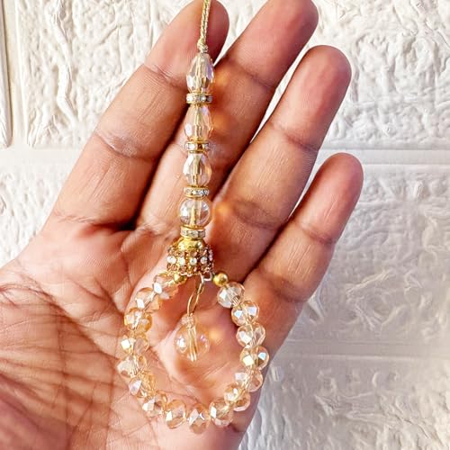 Image of Adikala Craft Store Handmade Ethnic Latkan Tassel Set of 2 for Saree Pallu, Blouse, Suits, Dupatta, Lehenga Decor (Golden Glass)