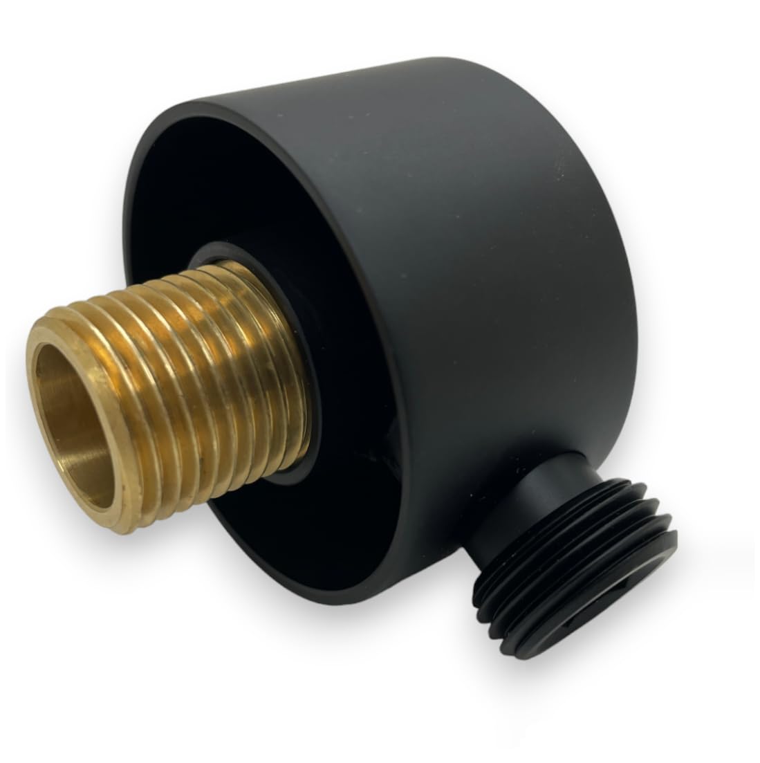 VoKs Codo de conexión de pared negro, redondo, latón, universal, 1/2 pulgadas, conector de manguera de baño, conector de pared para ducha de mano