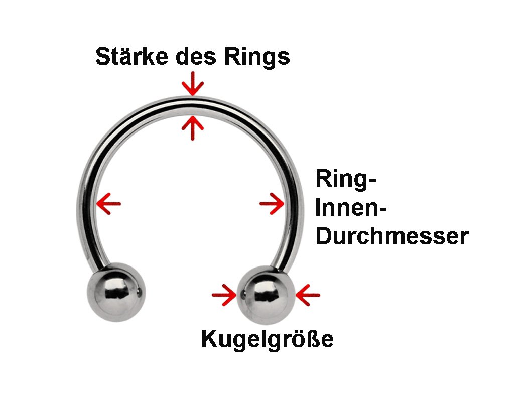 Intimpiercing Titan Piercing Gewindering, Circular Barbell CBR in 6,0 mm + 10 mm Kugeln