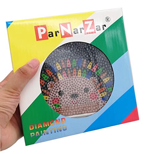 ParNarZar Easy 3D Diamond Painting Kit for Kids, Full Drill Painting by Number Kits with Wooden Frame - Hedgehog 6x6inches