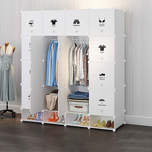Kedia Armario Modular Con Puertas Para Dormitorio, Plástico, Zapatos, Blanco