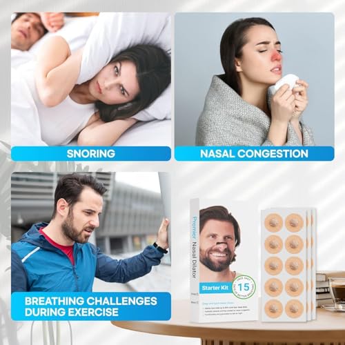 Image of SHITHI (15 Tabs) Nose Strips for Breathing | Anti Snoring Nasal Dilator | Nasal Strips Alternative for Blocked Nose Relief, Sleep & Cold | Better Airflow Nose Breathing Strips Kit with Applicator