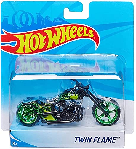 Hot Wheels Street Power Green Twin Flame Motorcycle
