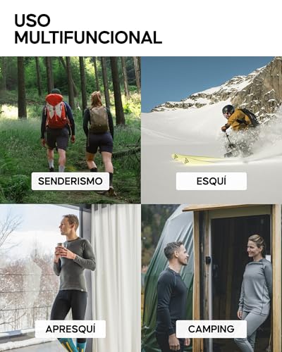 DANISH ENDURANCE Camiseta Térmica Manga Larga para Hombre, Capa Base Lana Merino, con o Sin Cremallera, Negro, L