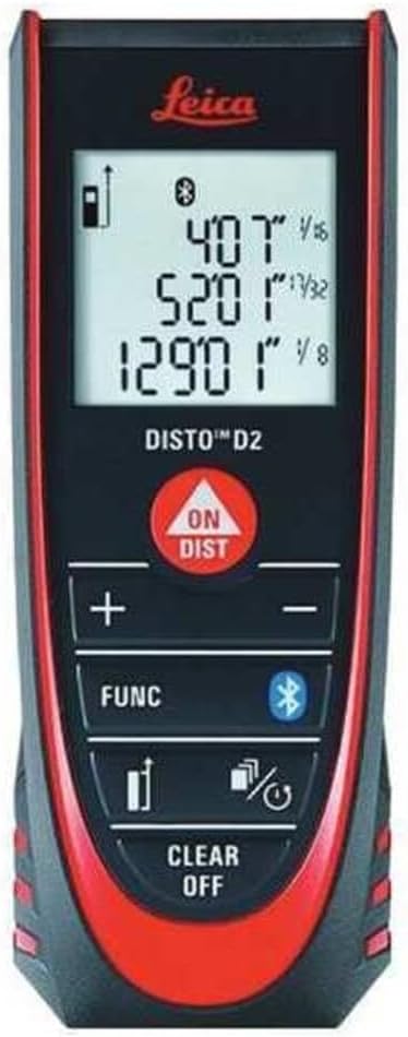 Geosystems DISTO D2 Nuevo medidor de distancia láser de 330 pies con Bluetooth 4.0, negro/rojo, 1,7 x 1 x 4,6 pulgadas | bluetooth 4.0