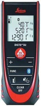 Leica Geosystems DISTO D2 New 330ft Laser Distance Measure with Bluetooth 4.0, Black/Red, 1.7 x 1 x 4.6 inches